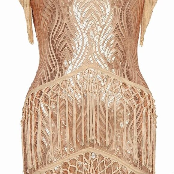 Babebeyond 1920s Flapper Dress in Rose Gold - Picture 3 of 5